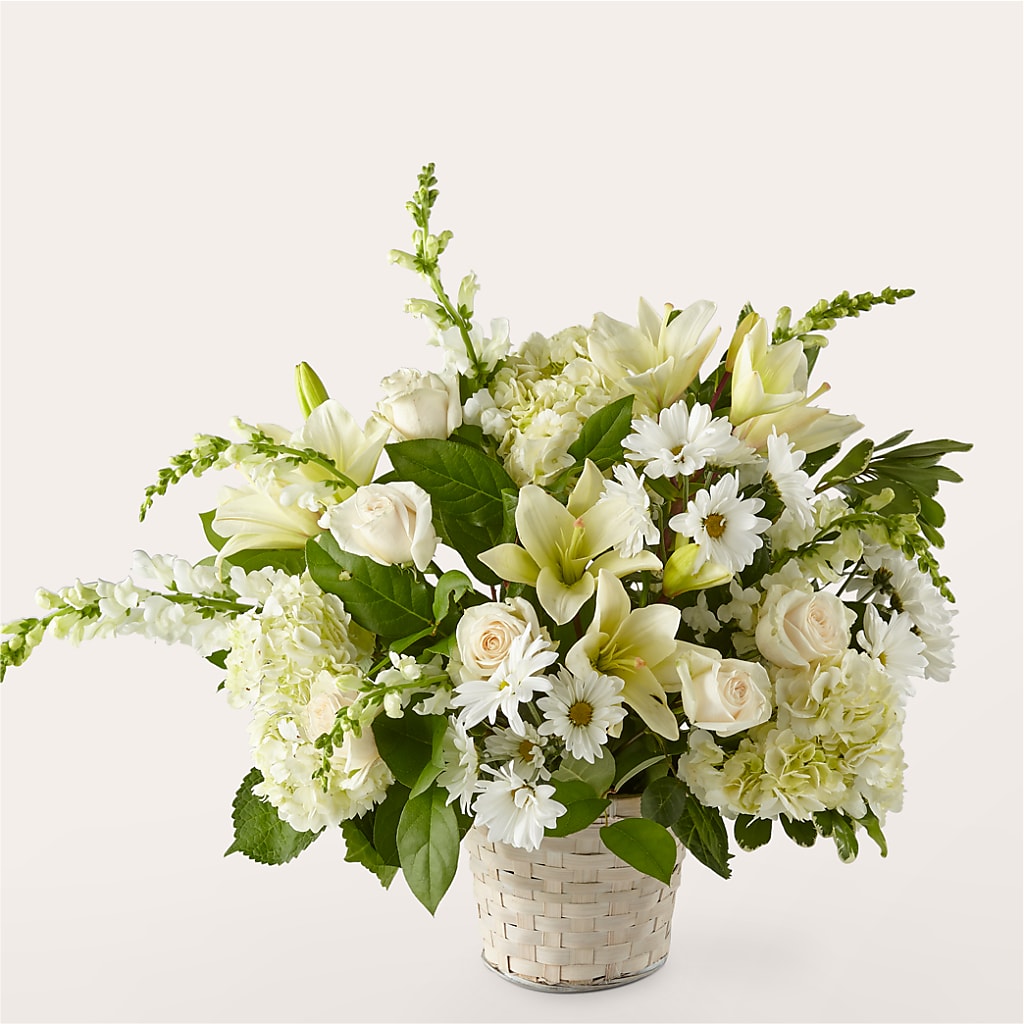 Ivory Elegance Floral Basket – Talia Flowers, Ottawa ON