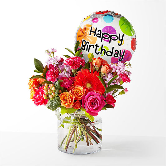 Fiesta Bouquet with Birthday Balloon –  Talia Flowers, Ottawa ON