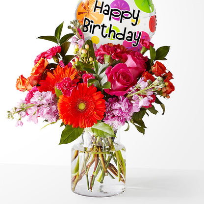 Fiesta Bouquet with Birthday Balloon –  Talia Flowers, Ottawa ON