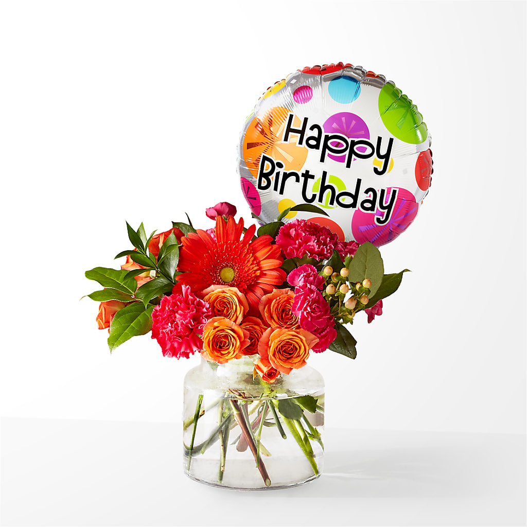 Fiesta Bouquet with Birthday Balloon –  Talia Flowers, Ottawa ON