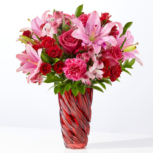 In Love Bouquet with Luxe Swirl Vase –  Talia Flowers, Ottawa ON