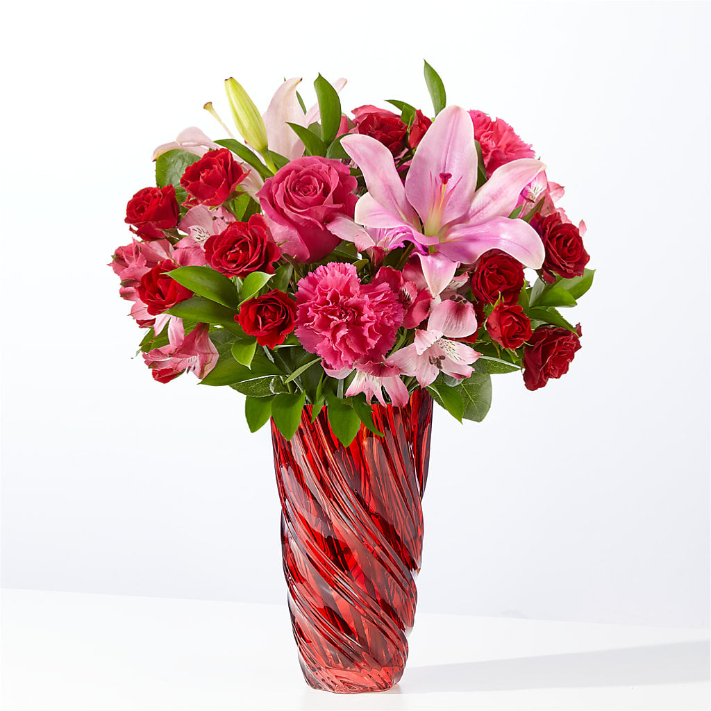 In Love Bouquet with Luxe Swirl Vase –  Talia Flowers, Ottawa ON