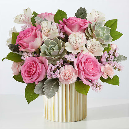 Dusty Rose Bouquet with Ivory Vase –  Talia Flowers, Ottawa ON