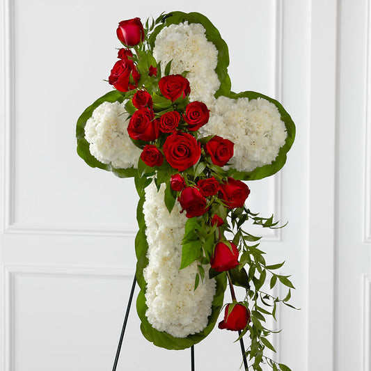 Floral Cross Easel –  Talia Flowers, Ottawa ON