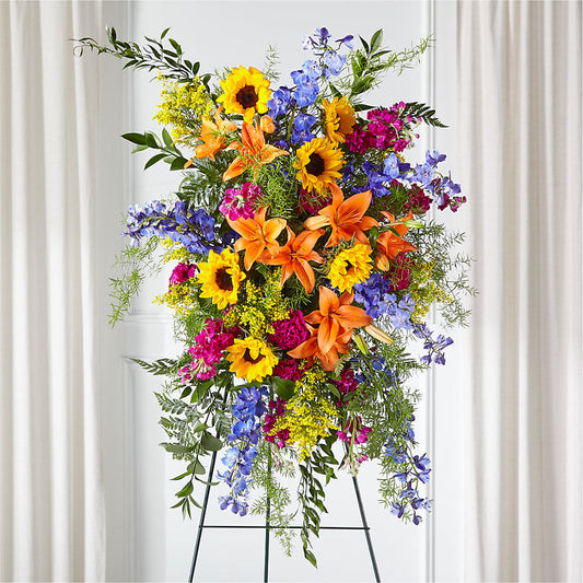 Sunlit Memories Standing Spray (Standard) –  Talia Flowers, Ottawa ON