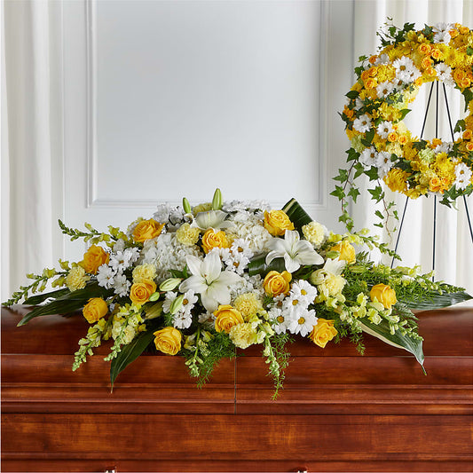 Golden Harmony Casket Spray –  Talia Flowers, Ottawa ON