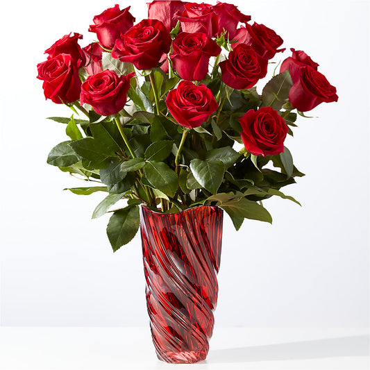 Classic Love Red Rose Bouquet with Luxe Swirl Vase –  Talia Flowers, Ottawa ON