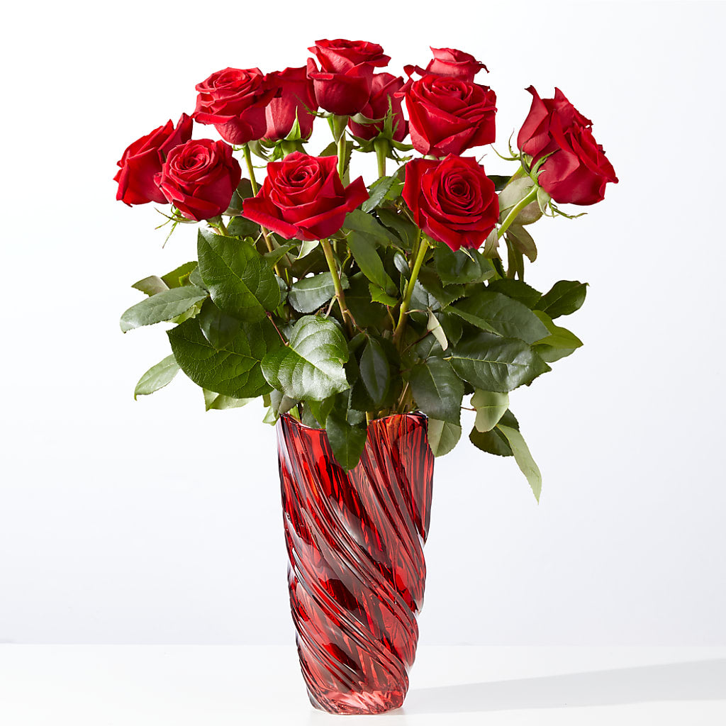 Classic Love Red Rose Bouquet with Luxe Swirl Vase –  Talia Flowers, Ottawa ON