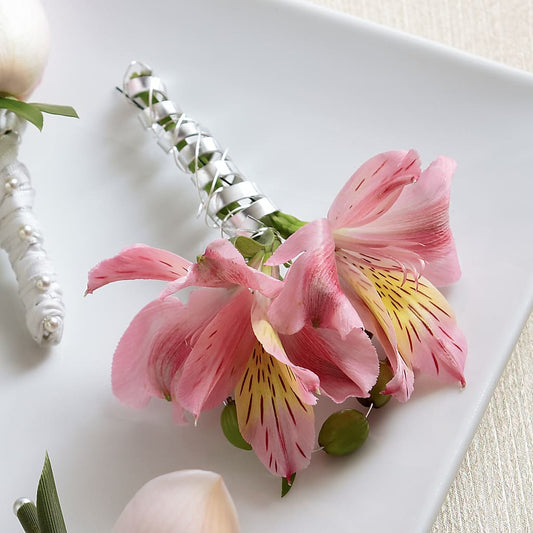 Pink Peruvian Lily Boutonniere –  Talia Flowers, Ottawa ON